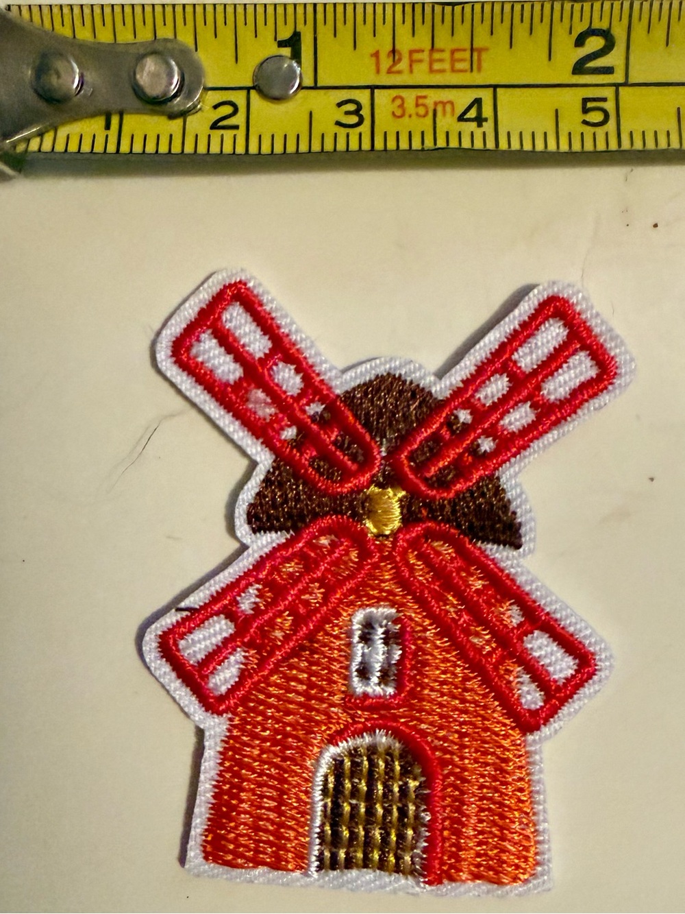 Unbranded Red & Orange Windmill Iron-On Patch